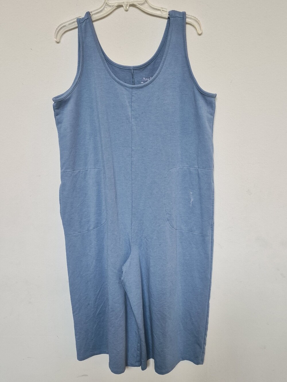 ANYBODY  Women's Lounge Beach Blue Cotton One-Piece Crop Jumpsuit Size
